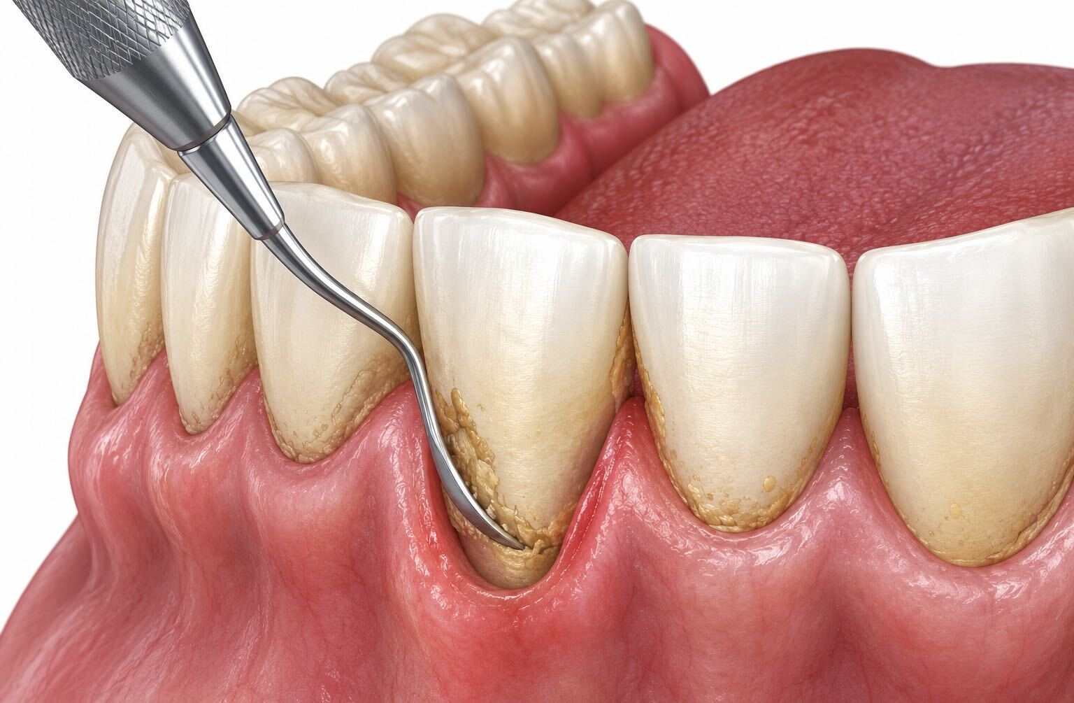 Deep teeth cleaning in Astoria showing scaling and root planing to remove calculus below the gumline